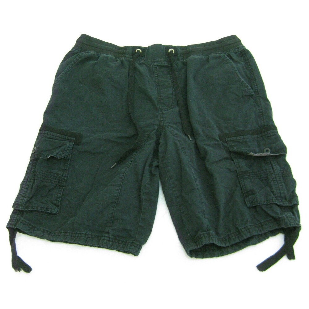 AIRWALK Men's (Size 34) Black Cargo Casual Shorts Flat Front 6 Pockets Cotton